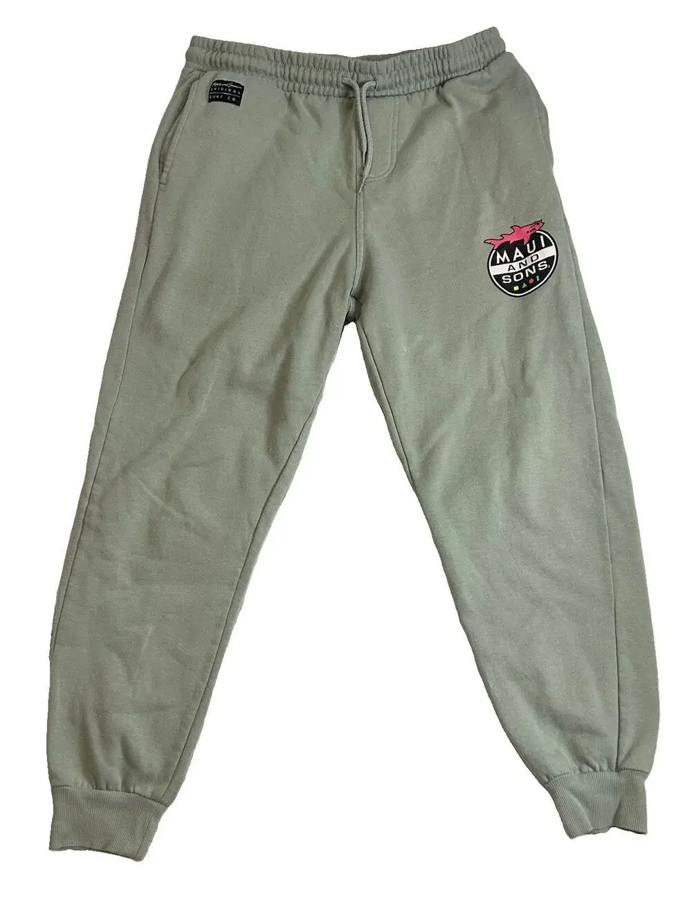 Maui and Sons Original Surf Co. Graphic Logo Fleece Jogger Sweatpants Medium